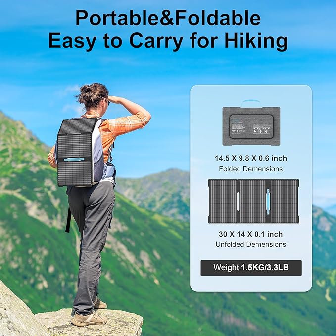 E-POWO 45W Portable Solar Panels Chargers with USB-C, USB-A and DC Outputs Foldable IP67 Waterproof Solar Panel for Camping,Power Emergency for Small Power Station,Phones, Power Banks