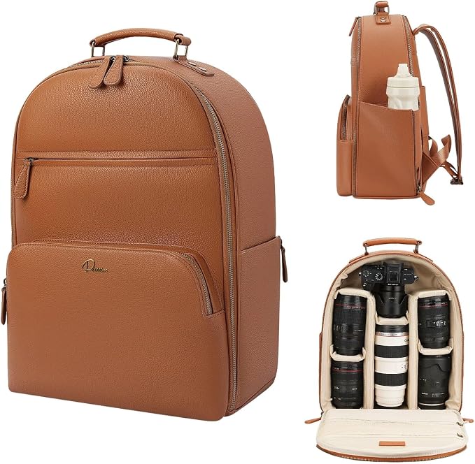 Camera Backpack Classic PU Leather by Divvia