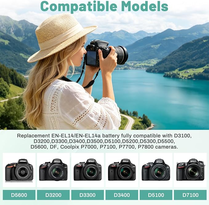 EN-EL14 EN-EL14a Battery and Dual LED Charger Compatible - Image 3