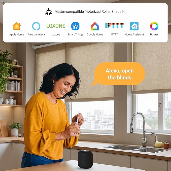 Progressive Automations Electric Roller Shade Motor Replacement Retrofit Kit - Pull Down Motorized Smart Blinds & Shades for Indoor Windows with Remote & Voice Control - Alexa & Google Home Compatible