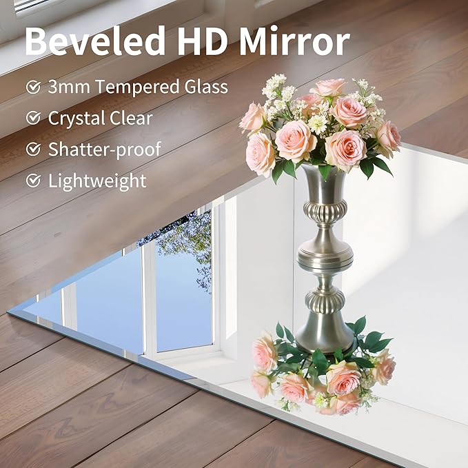 CILIBER Beveled Mirror, 30x30 inch Square Bathroom Mirrors for Wall, Upgraded Shatterproof Frameless Vanity Mirror Over Sink with Beveled Edge for Bathroom,Bedroom,Living Room and Entryway
