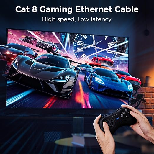 Cat 8 Ethernet Cable 26FT, High-Speed Braided Internet Cable Network Cord - Image 3