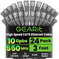 GEARit Cat 6 Ethernet Patch Cables 3 ft Gray, CAT6 High Speed 24AWG 10Gbps RJ45 by GEARit