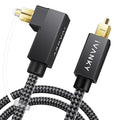 iVANKY Right Angle Optical Audio Cable, 6ft/1.8M 24K Gold-Plated 90 Degree Toslink Digital Fiber Optic Cable, 90° Angled & Lossless Audio S/PDIF Optical Cable for Soundbar, TV, PS5, Xbox, Home Theater