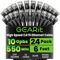 GEARit Cat 6 Ethernet Patch Cables 6 ft Black, CAT6 High Speed 24AWG 10Gbps by GEARit