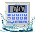 NUOSWEK Digital Timer Waterproof Shower Timer Shower Clock Direct Digit Entry Bathroom Kitchen Timer with Strong Magnet and Large LCD Display (Waterproof 13 Key)