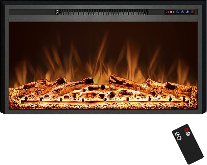 Electric Fireplace, 50" Electric Fireplace Inserts, Recessed Fireplace Heater with Remote Control, Adjustable Flame Colors, Timer&Overheating Protection, 750/1500W