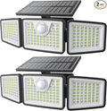 daphino 2500LM Solar Lights Outdoor with Motion Sensor,3 Head 270° Wide Angle Street Area Lights, IP65 Waterproof Security Lighting with 3 Modes(Non-Remote,2 Pcs)