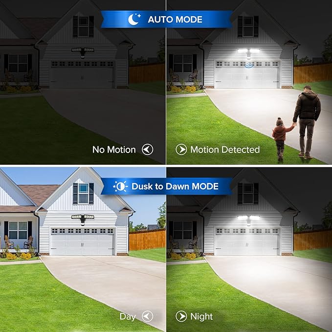 SANSI 36W 3600LM LED Motion Sensor Outdoor Light, 50,000 Hrs Lifespan Security Light, 350W Equiv 5000K Dusk to Dawn IP65 Flood Light, Super Bright for Backyard, Black, Bright Series, not Solar
