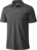 MAGCOMSEN Men's Polo Shirts 3 Buttons Casual Work T Shirts Quick Dry Short Sleeve Golf Shirt Pique Jersey Outdoor Performance