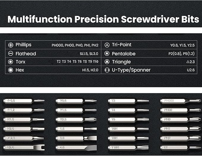 Card Holder 25-IN-1 Precision Small Screwdriver Set, Professional Mini Bit Tool Set for Glasses, Watch, Ring Doorbell, Electronic，Computer，high-strength steel Screw Driver，Magnetic，Gift for Mens