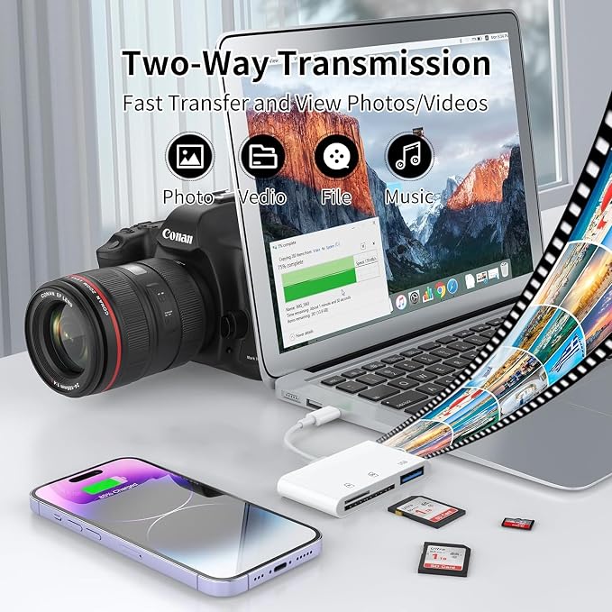 3IN1 SD Card Reader, USB C SD Card Reader, supports SD and MicroSD memory card - Image 6