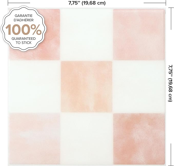 SMART TILES Peel and Stick Backsplash - 5 Sheets of 7,75'' x 7,75'' - 3D Adhesive Peel and Stick Tile Backsplash for Kitchen, Bathroom, Wall Tile, Checkered