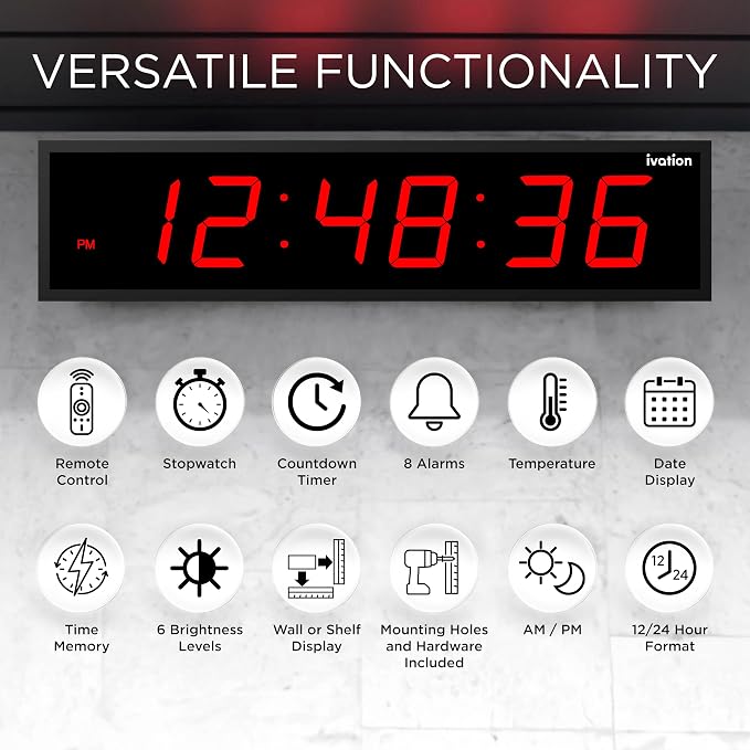 Ivation Huge Oversized 60" Large Digital LED Clock | Big Digital Clock - Image 7