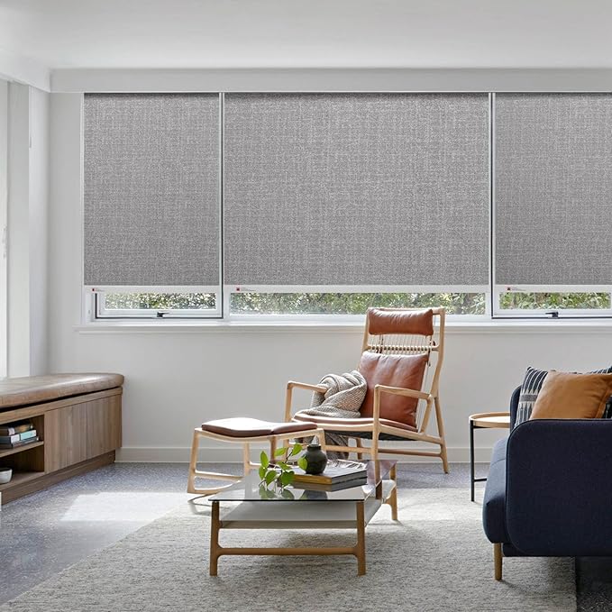 ZSTARR Motorized Smart Blind for Window,Automatic Blackout Roller Shade Compatible, with Remote Control, Child Safety Rechargeable Battery Blind with Valance,Customize (Dove Colour)