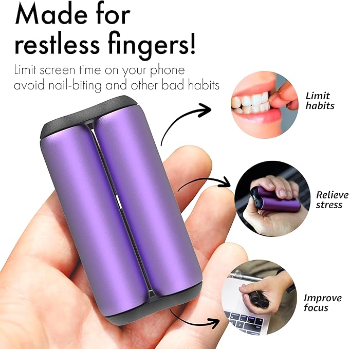 ONO Roller - Handheld Fidget Toy for Adults | Help Relieve Stress, Anxiety, Tension | Promotes Focus, Clarity | Compact, Portable Design (Purple, Junior Size - Aluminum)
