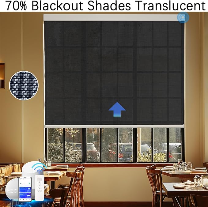 COOLWINDS Motorized Blinds with Remote Cordless Automatic Motorized Shades Custom Blinds for Windows Smart Curtains Compatible with Alexa Google Home(Custom)