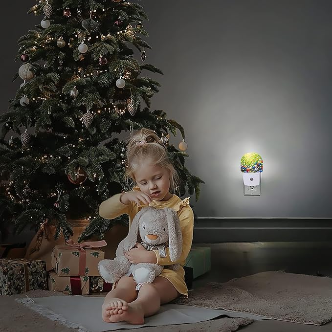 YESPOAK Night Light,Retro Abstract Daisy Night Lights Plug Into Wall Dusk to Dawn Sensor for Bedroom,Bathroom and Living Room for Women/Girls Gift