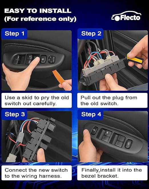 Flecto Master Power Window Switch Driver Side 15883323 with Door Lock Compatible with 2003-2007 Chevy Silverado, GMC Sierra Yukon Cadillac Escalade, Replace DWS-220 901-075