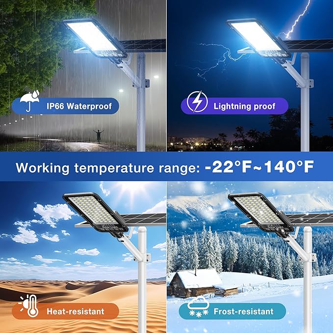 OKPRO 12000W Solar Street Lights Outdoor - 6500K Commercial Parking Lot Dusk to Dawn, Heavy Duty Split Type Solar Lights Outdoor Waterproof with Remote Control for Driveway, Outside(2Pack)