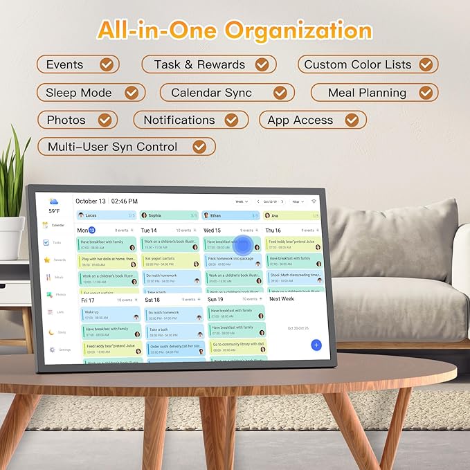 32" Smart Digital Frame Calendar-for-Family-Planner - Electronic Calendar for Business Chore Chart, Touchscreen Display for Family Schedules, Auto-Sync Google iCloud Outlook Calendars for Mom Dad