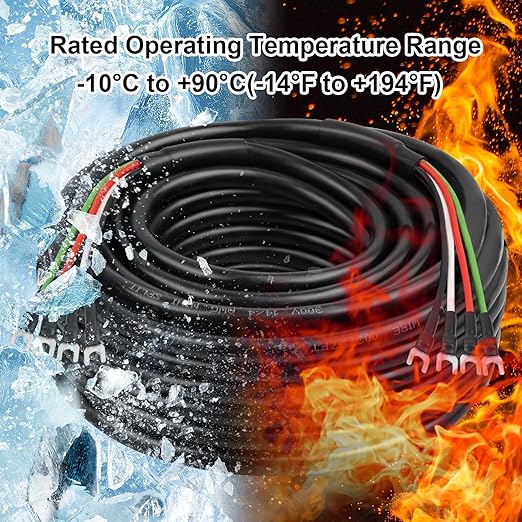 MOOKEERF 14/4 AWG Mini-Split Cable - 200FT 14 AWG 4 Conductor Control Cable 300V Stranded Oxygen-Free Pure Copper Wire for Mini Split Air Conditioner,Heat Pump,HVAC Systems and Speaker Systems