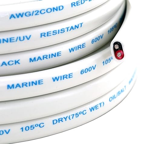 GS Power 200 Ft Duplex Marine Wire, 16 Gauge Wire, Oxygen-Free Tinned Copper 16 AWG Electrical Boat Wiring, Sheathed Copper Marine Grade Electrical Cable for Boat Automotive RV Camper Trailer