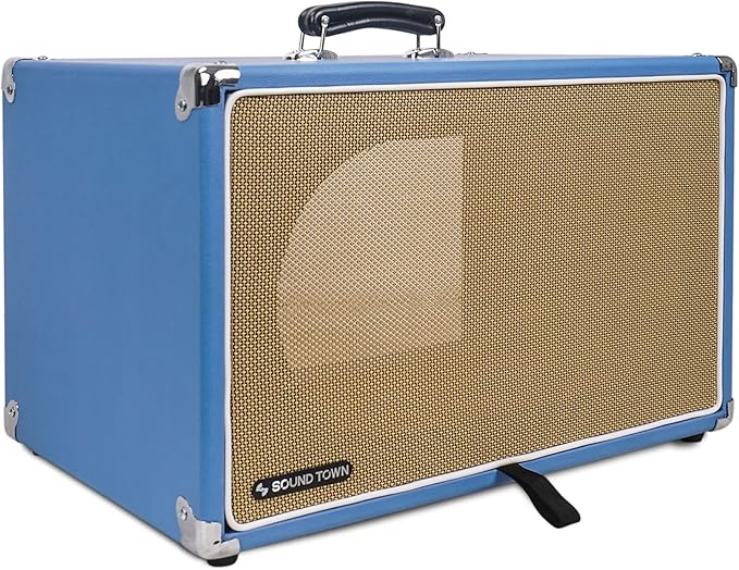 Sound Town Vintage 6U Amp Rack Case, 12.5" Depth with Rubber Feet, Dust Cover, Kickstand, Beau Blue (STVRC-6BL)
