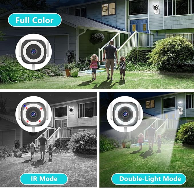 GUOANVISION Dual-Antenna Stable 5G WiFi Camera for Home Security,3X Zoom 2K Outdoor Indoor Security Camera,Baby/Pet Monitor wih Color Night Vision,Motion Detection,2-Way Talk,Siren,IP66, SD Card/Cloud