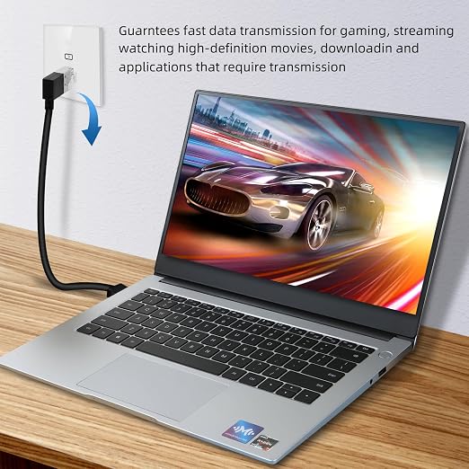 Slim Cat 6 Ethernet Cable 90° Left Angled 3.3 Feet, Ultra Thin & Flexible Rj45 - Image 3