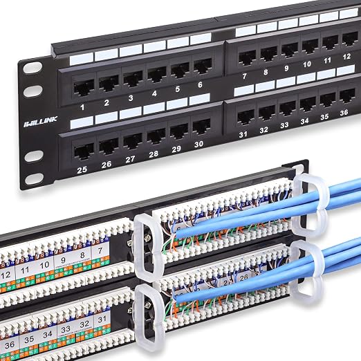 iwillink 48-Port Cat6 Patch Panel, 10Gbps RJ45 Keystone Network Panel by IWILLINK