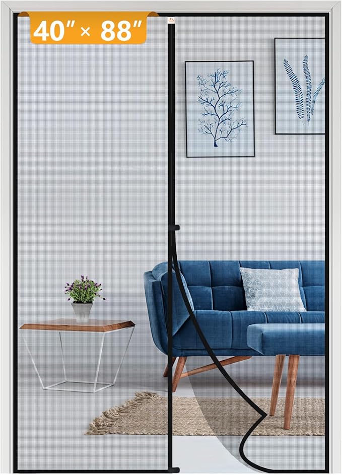 Yotache Magnetic Screen Door Fits Door Size 40 x 88, Screen Size 42" x 89" Door Screen Magnet for Walk Through Sliding Door Black
