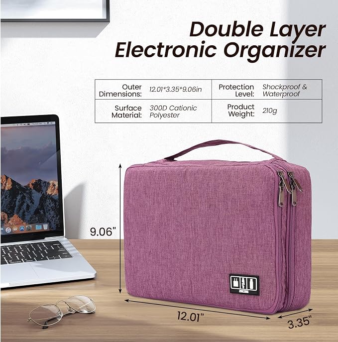 Large Electronic Organizer Travel Case, Double Layer Tech Accessories Bag - Image 2
