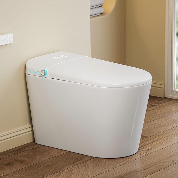 Eridanus Smart Toilet with Bidet Built in, One Piece Bidet Toilet for Bathrooms, Auto Open/Close with Digital Display, Foot Sensor Flush, Warm Water Wash & Dryer, Elongated Heated Seat, White