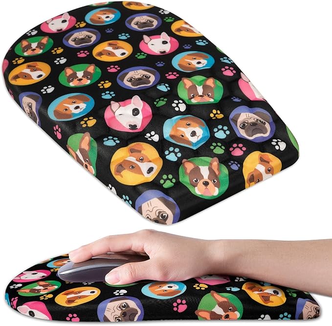 BOCHEERY Ergonomic Mouse Pad Wrist Support,Upgrade Mousepad with Massage Design,Non-Slip PU Base Desktop Mouse Pads for Pain Relief, Computer, Office & Home,12 x 8 in（F-Lovely Dogs）