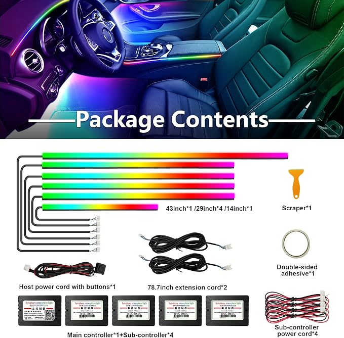 Dreamcolor Acrylic Car Lights, 6 in 1 LED Strip Lights - Image 5