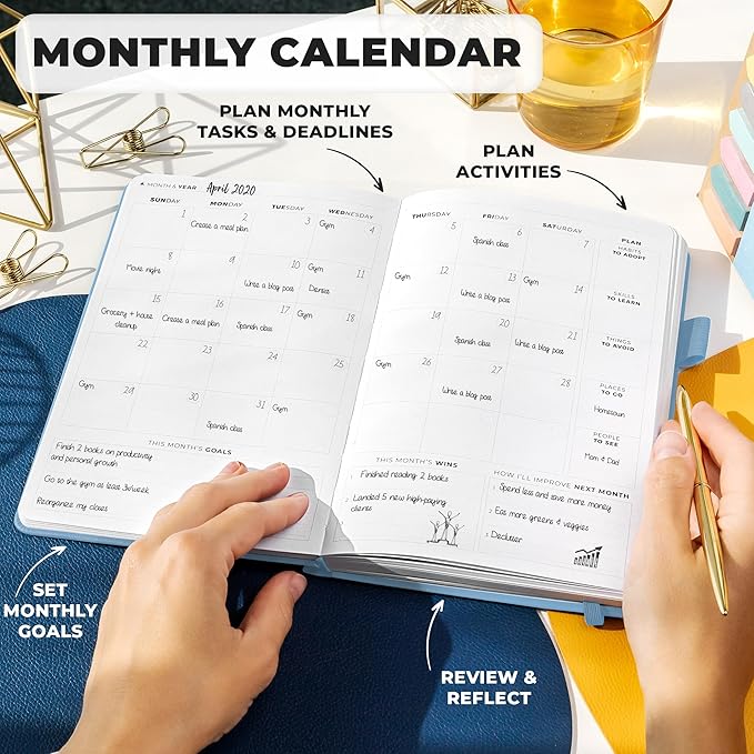 Clever Fox Planner Premium Edition – Undated Luxurious Weekly & Monthly Planner to Increase Productivity and Hit Your Goals – Organizer – Start Anytime, A5, Lasts 1 Year, Light Blue (Weekly)