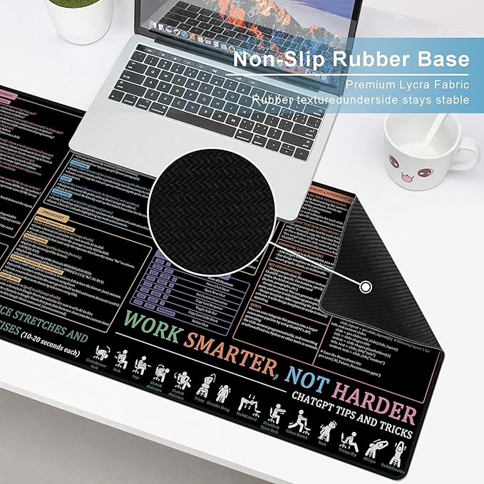 Baziabbo Office Desk Mat, Chat GPT Keyboard Mat, XXL Dirty Resistant Desk Pads,Non-Slip Mousepad with Stitched Edges for Computer (Chatgpt)