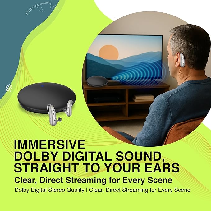 TV Streamer for Bluetooth Hearing Aids – Wireless Audio Transmitter with Digital Stereo, Easy Pairing, Optical & Analog Inputs, Supports Multiple Pairs