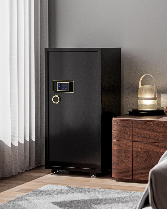 TIGERKING 11.5 Cu Ft Large Heavy Duty Home Security Safe – Digital Touchscreen Lock, Anti-Theft, Adjustable Shelves, Easy to Use, Jewelry & Valuables, Ideal for Home or Office (Black, Classic Style)