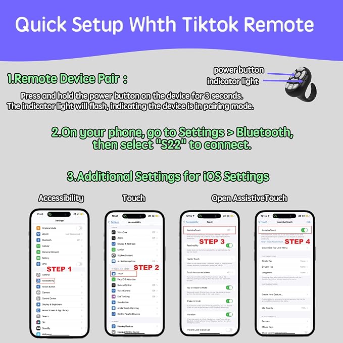 TikTok Scrolling Ring Microphone Remote Control, Fingertip Wireless Bluetooth - Image 2