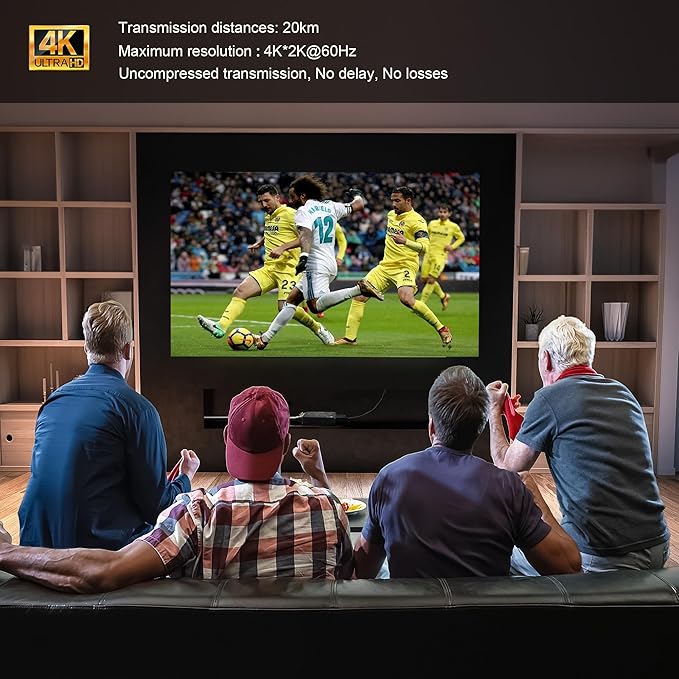 Hereta Mini 4K@60Hz HD DVI Fiber Video Extender DVI to Fiber Converter Optical Transceiver Up to 20km Data Rate up to 10.2Gbps Over Single-Mode with 3.5mm External Stereo Audio