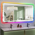 YEELAIT 66x36 Inch RGB LED Bathroom Mirror Front Light and RGB Backlit Lighted Vanity Mirror for Bathroom Wall Mounted Dimmable Anti Fog Memory Shatter-Proof IP54 Waterproof Horizontal/Vertical