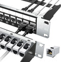 Jadaol 24-Port Shielded Cat6A Patch Panel, 19” 1U Rackmount/Wall Mount by Jadaol