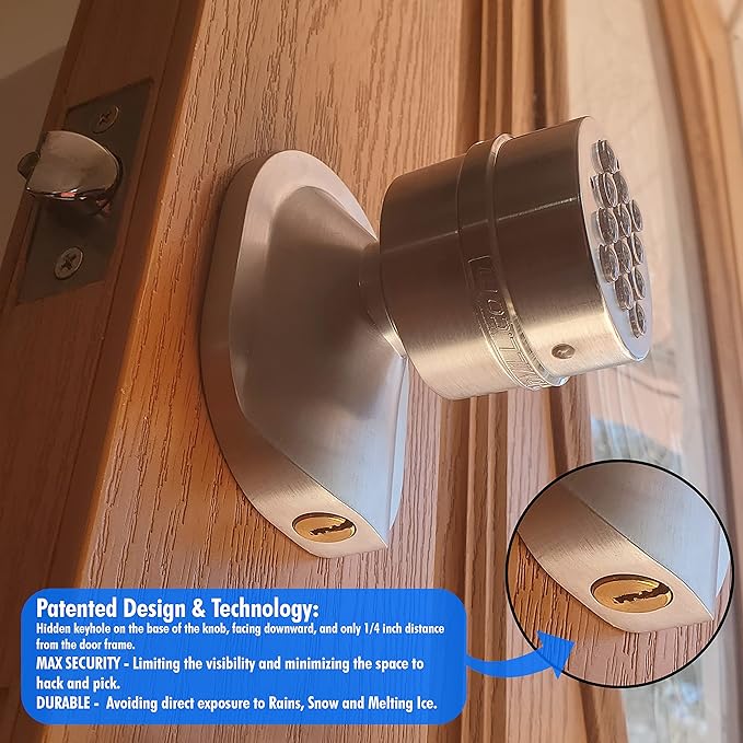 SoHoMiLL® Electronic Keypad Door Knob SoHo Mill® and Lock Set with Backup Mechanical Key (Spring Latch Lock; Not Deadbolt; Not Phone Connected), Single Front keypad YL 99 Upgraded Model-B
