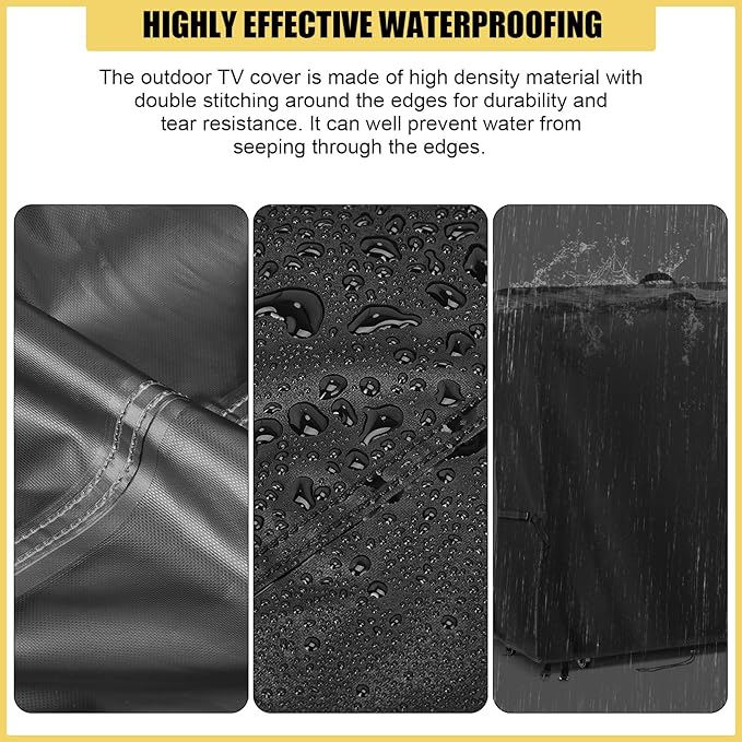 Hdenmist Outdoor TV Cover 55 Inch Weatherproof, Waterproof Outdoor TV Stand Covers for Rolling Mobile TV Stand Cart, Heavy Duty TV Screen Protector Covers for Outside-55”L x 14”W x 55” Inch(Black)