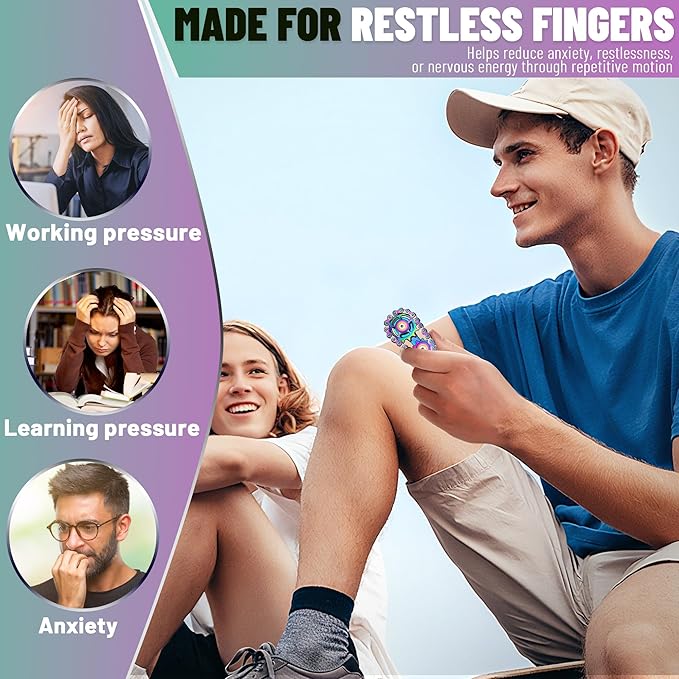 Valentines Day Gifts for Teens Boys Metal Fidget Spinner Toys for Adults Figette Bike Chain Roller Cool Gadgets ADHD Anxiety Stress Relief Items Figet Desk Offices EDC Men Christmas Stocking Stuffers