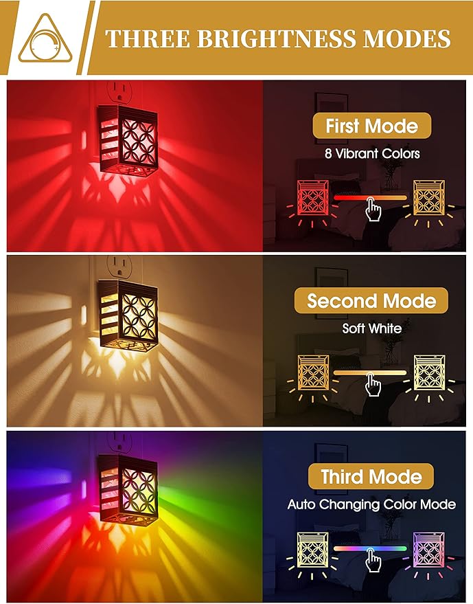 DORESshop Night Lights Plug Into Wall [4 Pack], LED Night Light with 8 Color RGB, Plug in Night Light, Dusk-to-Dawn, Home Décor, NightLight for Kids, Bathroom, Nursery, Kitchen, Basement
