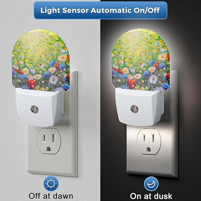 YESPOAK Night Light,Retro Abstract Daisy Night Lights Plug Into Wall Dusk to Dawn Sensor for Bedroom,Bathroom and Living Room for Women/Girls Gift
