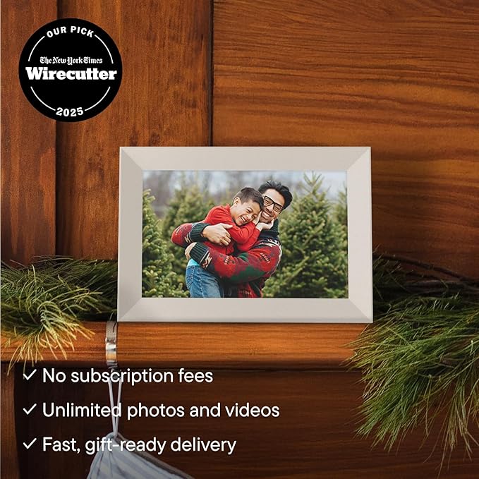 Aura Stone Digital Picture Frame - 10.1" HD Mat Display | Wirecutter's Best Digital Frame for Gifting - Send Photos Directly from Your Phone | Quick & Easy Setup Over WiFi - Free App | White